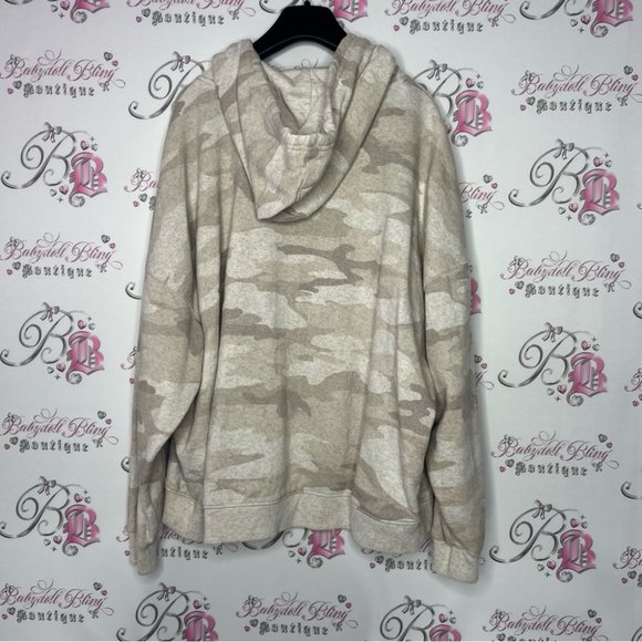 American eagle sweater hoodie pullover half zip camo camouflage beige sandy - Picture 4 of 7
